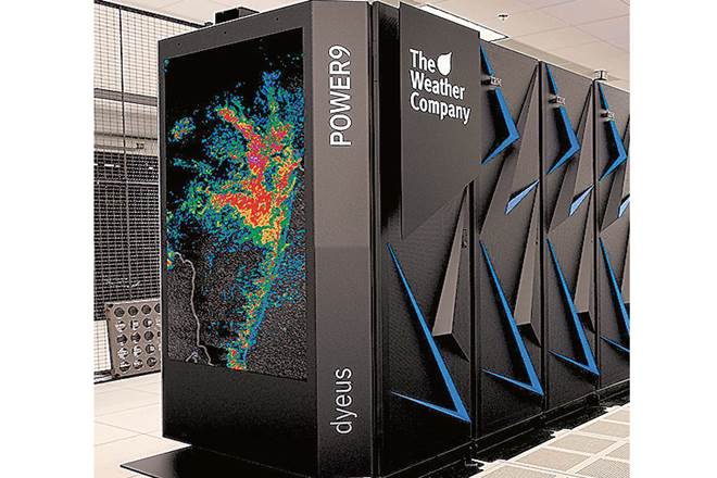 IBM GRAF forecasts down to 3 km and is updated hourly.