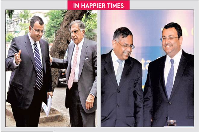 Cyrus Mistry with Ratan Tata and (centre) then TCS chief N Chandrasekaran at a time when relations between them were convivial.