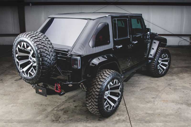 The Wrangler which has been modified is a 2017 model which is the previous-generation and is left-hand drive and from the looks of it seems very American.