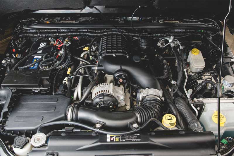 While the person who owns it and the person who modified this Jeep Wrangler has not been disclosed by RM Sotheby’s, they are also quiet about engine specifications. However, the 3.6-litre Pentastar V6 has been supercharged and the power is sent to the wheels via an upgraded 4.88:1 rear end through the 4WD system.