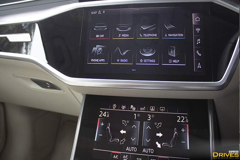 There is a 10.4-inch touchscreen infotainment system on offer which comes with a variety of applications. It also offers smartphone connectivity through Android Auto and Apple CarPlay. The HD screen is clear to look at and operates sans any lag. Beneath this, there is a second touchscreen on offer which acts as a input for the climate control.