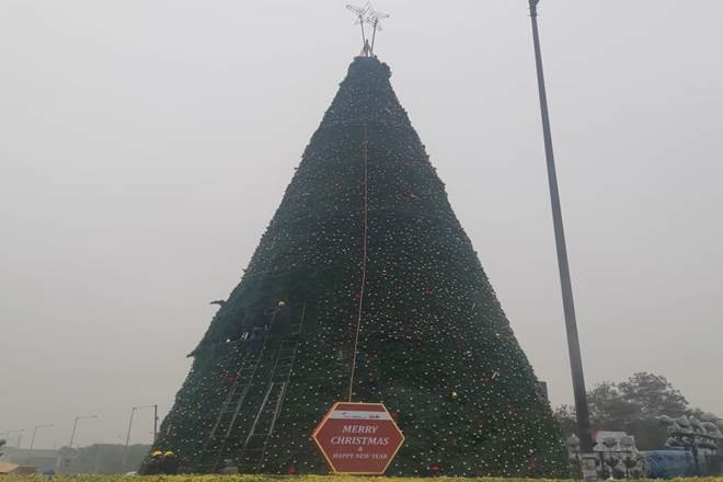 christmas tree, christmas images, christmas tree images, christmas tree decoration, christmas tree photo, christmas tree picture, christmas tree pic, delhi airport terminal 2, delhi airport name, delhi airport road