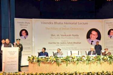 M. Venkaiah Naidu,Vice President of India,Virendra Bhatia Memorial lecture,Gurjada Apparao,Justice Ashok Bhushan, Rakesh Dwivedi, Senior Advocate and Soli Sorabjee