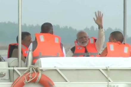 Namami Gange, nirmal gange, pm modi, modi boat ride, modi kanpur, modi boat ride kanpur  