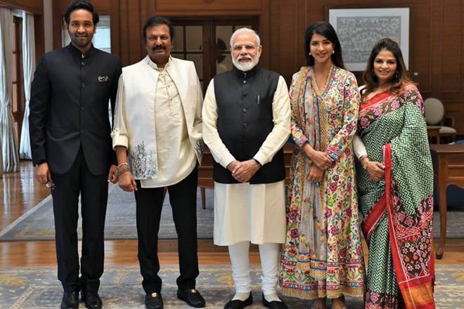 The prime minister shared a picture of the meeting, saying he was delighted to meet Babu and his family members. (Twitter image)