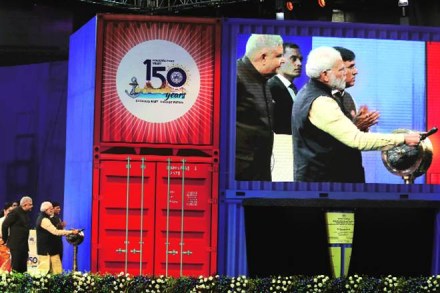 Prime Minister Narendra Modi at the 150th anniversary celebrations of the Kolkata Port Trust on Sunday (Image: Parth Paul)