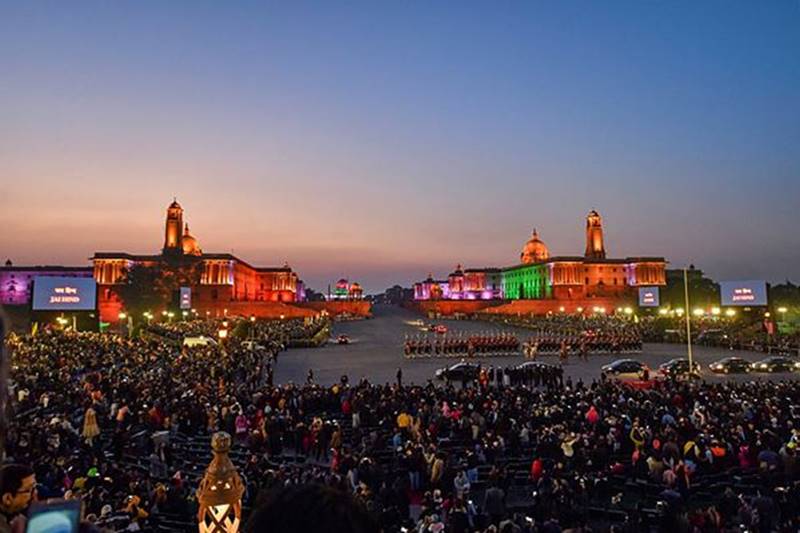 beating retreat 2020, beating retreat 2020 photos, beating retreat 2020 images, beating retreat 2020 india, beating retreat 2020 time, beating retreat 2020 date, beating retreat ceremony, beating retreat india, raisina hills lit up, rashtrapati bhawan lighting