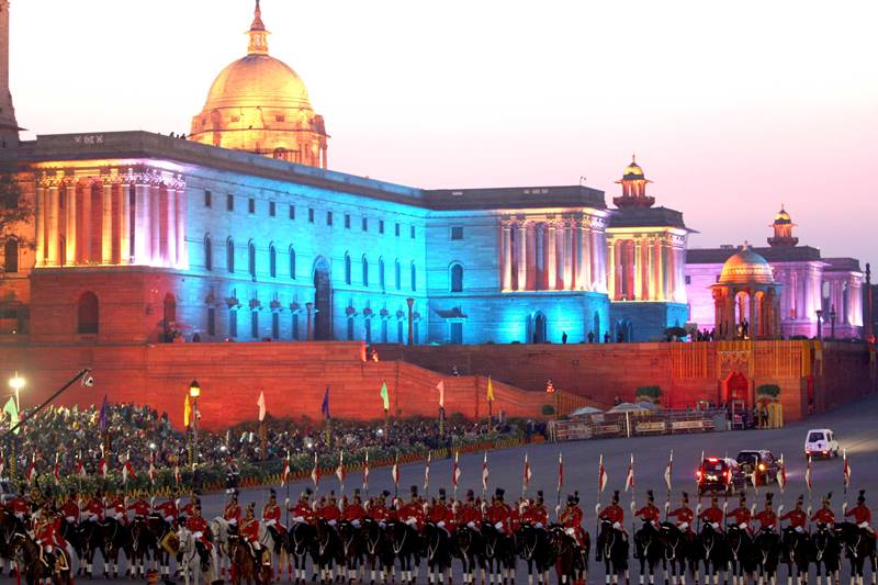 beating retreat 2020, beating retreat 2020 photos, beating retreat 2020 images, beating retreat 2020 india, beating retreat 2020 time, beating retreat 2020 date, beating retreat ceremony, beating retreat india, raisina hills lit up, rashtrapati bhawan lighting