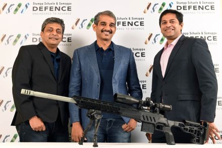 Dinesh Shivanna, Chief Technology Officer, Satish R Machani, Managing Director and Vivek Krishnan, Chief Executive Officer of SSS Defence. (Photo: SSS Defence)