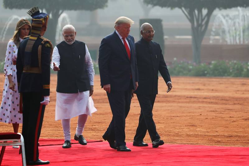trump india visit, donald trump india visit, donald trump india visit 2020, trump india visit 2020, PM Modi welcomes US President, Melania, Modi, Sabarmati ashram, Motera stadium, Taj Mahal, ITC Delhi