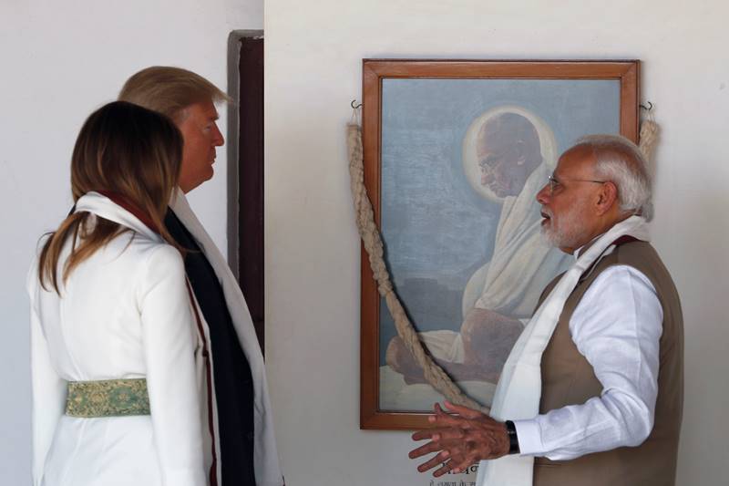 trump india visit, donald trump india visit, donald trump india visit 2020, trump india visit 2020, PM Modi welcomes US President, Melania, Modi, Sabarmati ashram, Motera stadium, Taj Mahal, ITC Delhi
