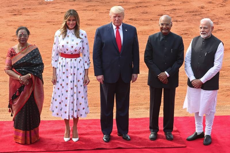 trump india visit, donald trump india visit, donald trump india visit 2020, trump india visit 2020, PM Modi welcomes US President, Melania, Modi, Sabarmati ashram, Motera stadium, Taj Mahal, ITC Delhi
