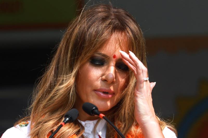 melania trump in india images, melania trump dress, melania trump fashion, melania trump dress images, melania trump india visit, delhi school, taj mahal, sabarmati ashram, motera stadium, namaste trump
