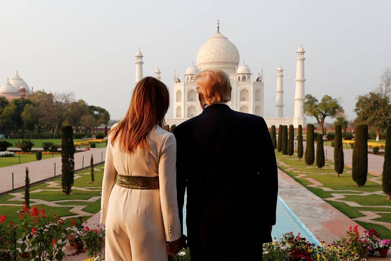 trump india visit, donald trump india visit, donald trump india visit 2020, trump india visit 2020, PM Modi welcomes US President, Melania, Modi, Sabarmati ashram, Motera stadium, Taj Mahal, ITC Delhi