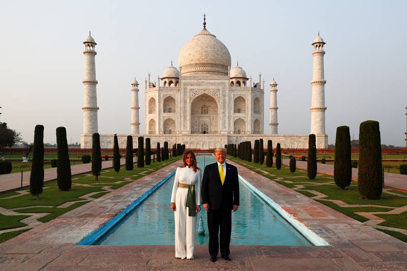 trump india visit, donald trump india visit, donald trump india visit 2020, trump india visit 2020, PM Modi welcomes US President, Melania, Modi, Sabarmati ashram, Motera stadium, Taj Mahal, ITC Delhi