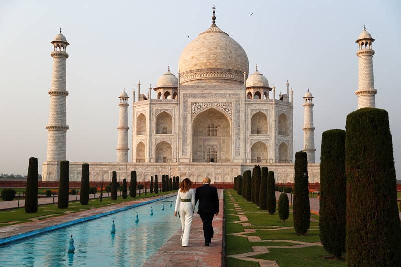 trump india visit, donald trump india visit, donald trump india visit 2020, trump india visit 2020, PM Modi welcomes US President, Melania, Modi, Sabarmati ashram, Motera stadium, Taj Mahal, ITC Delhi