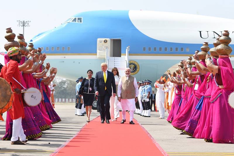 trump india visit, donald trump india visit, donald trump india visit 2020, trump india visit 2020, PM Modi welcomes US President, Melania, Modi, Sabarmati ashram, Motera stadium, Taj Mahal, ITC Delhi