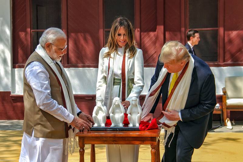 trump india visit, donald trump india visit, donald trump india visit 2020, trump india visit 2020, PM Modi welcomes US President, Melania, Modi, Sabarmati ashram, Motera stadium, Taj Mahal, ITC Delhi
