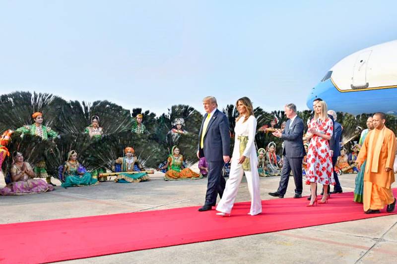 trump india visit, donald trump india visit, donald trump india visit 2020, trump india visit 2020, PM Modi welcomes US President, Melania, Modi, Sabarmati ashram, Motera stadium, Taj Mahal, ITC Delhi