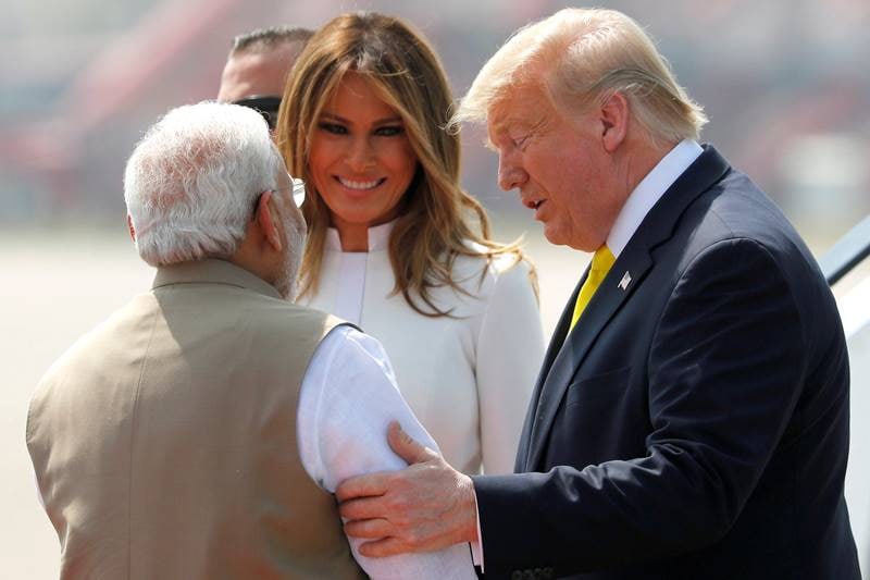 trump india visit, donald trump india visit, donald trump india visit 2020, trump india visit 2020, PM Modi welcomes US President, Melania, Modi, Sabarmati ashram, Motera stadium, Taj Mahal, ITC Delhi