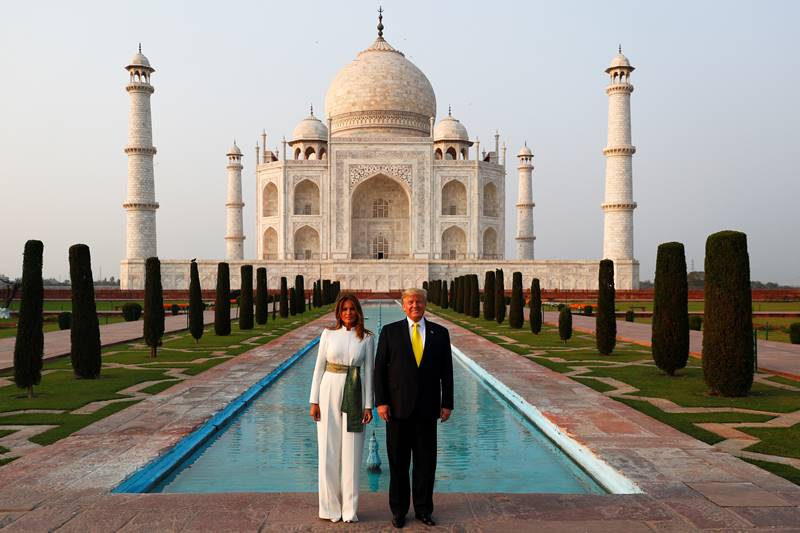 melania trump in india images, melania trump dress, melania trump fashion, melania trump dress images, melania trump india visit, delhi school, taj mahal, sabarmati ashram, motera stadium, namaste trump
