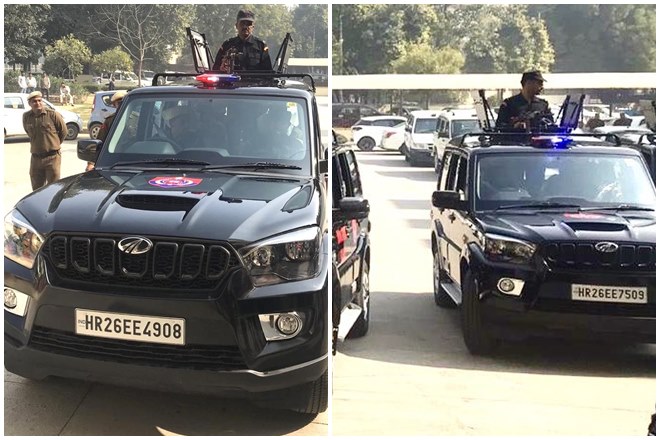 Three modified Scorpios with light machine guns handed over to Gurugram Police!