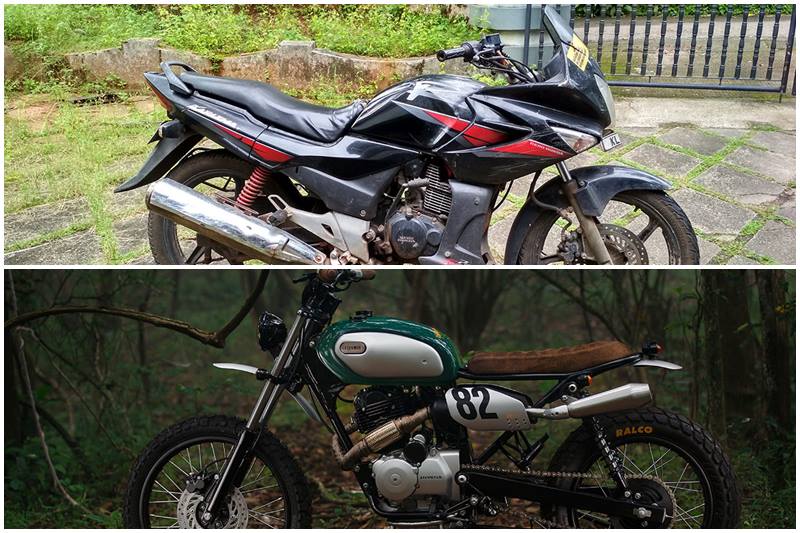 “A friend of mine asked me repeatedly to work on his bike,” Adhil told Bikeexif, adding: “He wanted to convert it into a scrambler. I kept saying no, as my focus was on getting a regular job to make a living. But in the end, I said yes, because I knew I would regret it if I didn’t take the opportunity.” (Images: Bikeexif)