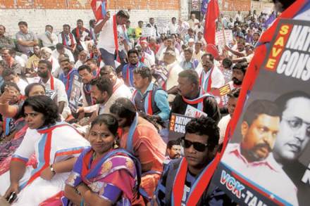 People take part in a protest against NRC and CAA in Delhi (express photo)