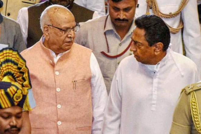 Madhya Pradesh Governor and Madhya Pradesh Chief Minister Kamal Nath (now former) at the Legislative Assembly on the first day of the Budget session. (Photo PTI)