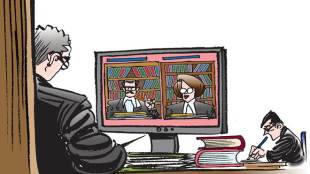 While Justice Patel was sitting in his study for the court hearing, his staff and lawyers, who also joined in from their residences, were connected online.