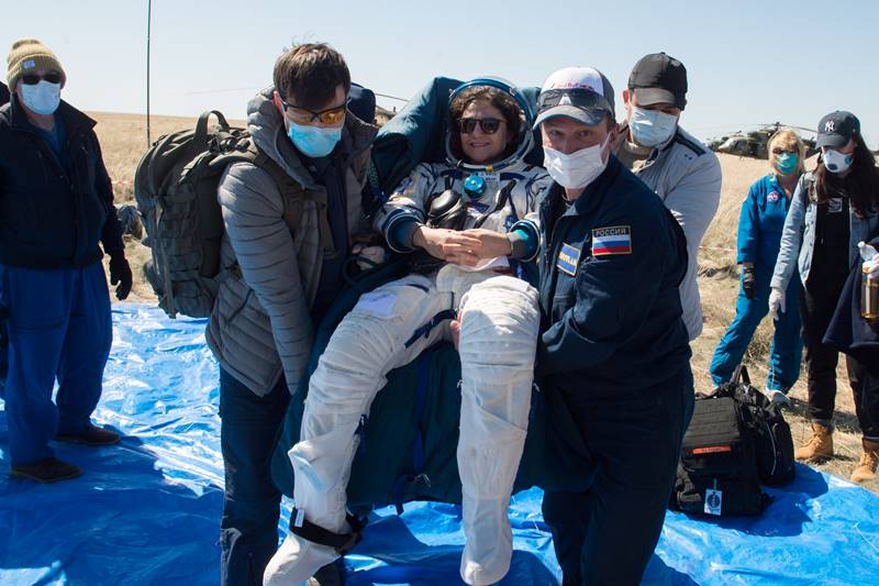 NASA, NASA astronauts, ISS, International Space Station, Soyuz landing, Kazakhstan, space, Jessica Meir, Andrew Morgan, Oleg Skripochka, ISS crew