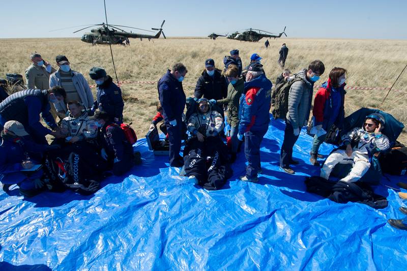 NASA, NASA astronauts, ISS, International Space Station, Soyuz landing, Kazakhstan, space, Jessica Meir, Andrew Morgan, Oleg Skripochka, ISS crew