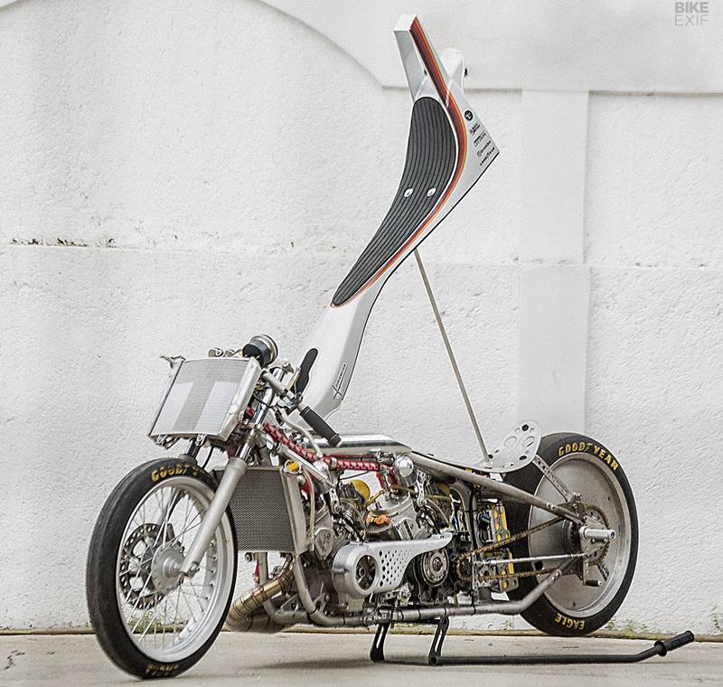 Thrive suggested a theme of Sprint Racing to the organizers. “In Indonesia there are a lot of 1/8-mile street races, held illegally on main streets from midnight until the sun rises,” Putra reveals, adding: "Adhi idolises Burt Munro and salt flat racing, and owns a Ninja 150RR two stroke."
