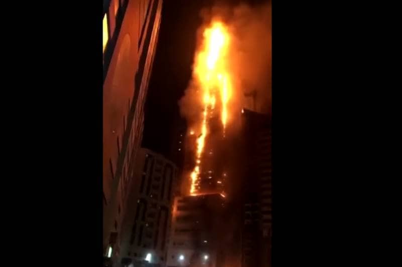 sharjah tower fire, sharjah skyscraper fire