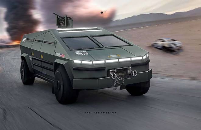 Video: The electric Tesla Cybertruck imagined as a hard core military vehicle