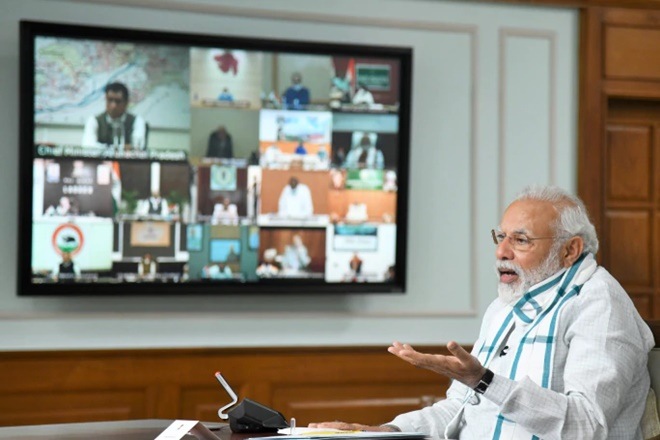 Prime Modi Narendra Modi interacts with CMs. 