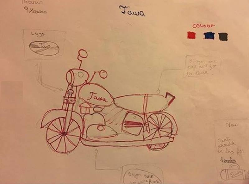 In the end, we've got to give a special mention to this nine-year-old's design concept which is quite interesting. So, the Jawa 42 powered by a 27 hp 293 cc single-cylinder liquid-cooled engine is one of the three motorcycles the brand launched altogether – the other two being the Jawa and Jawa Perak. The Jawa motorcycle range starts at Rs 1.53 lakh (ex-showroom).