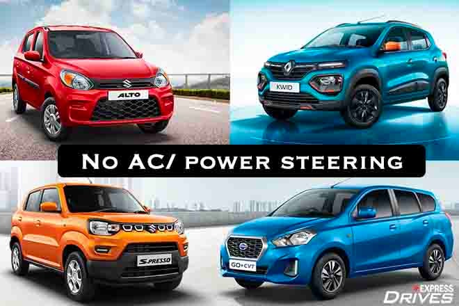 Cars on sale without power steering and AC: Maruti Suzuki Alto 800 and others