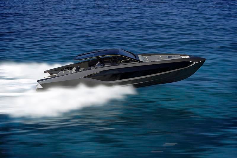 The Tecnomar offers completely customisable colour and details. It is powered by two MAN V12-2000 hp engines, and attains 60 knots, making it the fastest of the Tecnomar lineup. Like Lamborghini cars, it gets, carbon fibre material for an ultra-lightweight boat classification with its 63 feet length weighing in at just 24 tonnes.