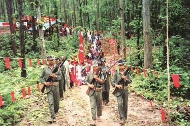 MAOIST CAMP IN FOREST. EXPRESS PHOTO.