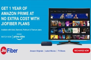 Jio is offering one-year Amazon Prime membership worth Rs 999 at no extra cost to JioFiber users.