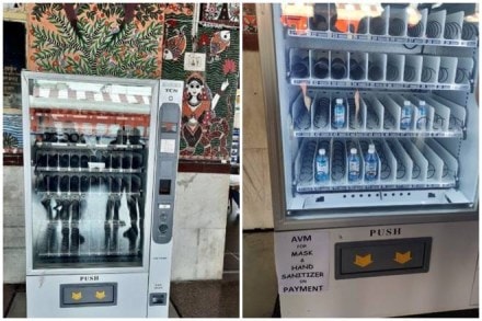 A new automated face mask and hand sanitizer dispenser machine has been commissioned at Bihar's Patna railway station.