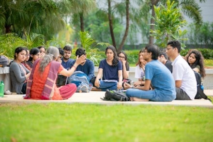 A pre-lockdown photo of KREA University faculty and students A pre-lockdown photo of KREA University faculty and students