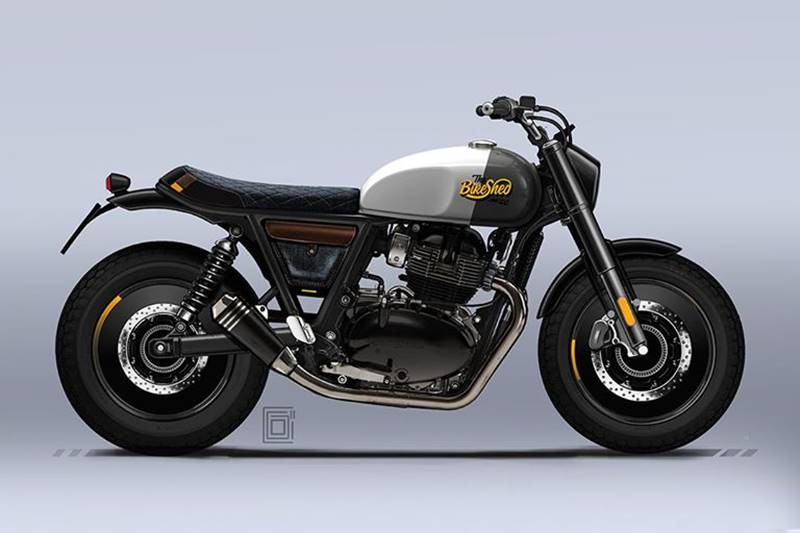 This one is also an off-beat looking concept. The fuel tank is painted in black and white and the bike is drenched in an all-black theme to possess a menacing look. The most interesting part here is that you can't see through the wheels, all thanks to that black-coloured filler element. (Image source: The Bike Shed - Facebook)