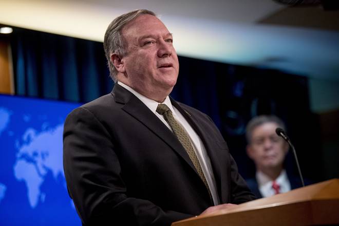 FILE - In this June 10, 2020, file photo, U.S. Secretary of State Mike Pompeo speaks during a news conference at the State Department in Washington. From Tokyo to Brussels, political leaders have swiftly decried Beijing's move to impose a tough national security law on Hong Kong that cracks down on subversive activity and protest in the semi-autonomous territory. But the rhetoric from democratic nations has more bark than bite. (AP Photo/Andrew Harnik, Pool, File) FILE - In this June 10, 2020, file photo, U.S. Secretary of State Mike Pompeo speaks during a news conference at the State Department in Washington. From Tokyo to Brussels, political leaders have swiftly decried Beijing's move to impose a tough national security law on Hong Kong that cracks down on subversive activity and protest in the semi-autonomous territory. But the rhetoric from democratic nations has more bark than bite. (AP Photo/Andrew Harnik, Pool, File)