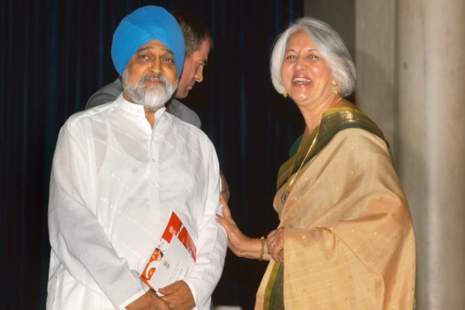 Isher Judge Ahluwalia with husband Montek Singh Ahluwalia (Express photo)