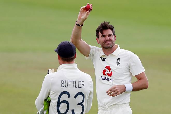 Cricket - Third Test - England v Pakistan - Ageas Bowl, Southampton, Britain - August 25, 2020 England's James Anderson celebrates the wicket of Pakistan's Azhar Ali and his 600th wicket, as play resumes behind closed doors following the outbreak of the coronavirus disease (COVID-19) Alastair Grant/Pool via REUTERS Cricket - Third Test - England v Pakistan - Ageas Bowl, Southampton, Britain - August 25, 2020 England's James Anderson celebrates the wicket of Pakistan's Azhar Ali and his 600th wicket, as play resumes behind closed doors following the outbreak of the coronavirus disease (COVID-19) Alastair Grant/Pool via REUTERS