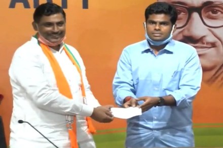 Former IPS officer K Annamalai joins BJP.  Former IPS officer K Annamalai joins BJP.