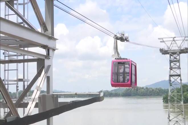 the state government of Assam has inaugurated a 1.8 km ropeway across the river Brahmaputra and described it as the country's longest river ropeway.  the state government of Assam has inaugurated a 1.8 km ropeway across the river Brahmaputra and described it as the country's longest river ropeway.