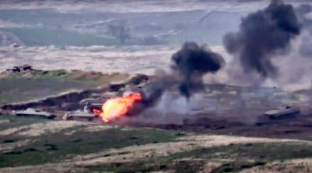 Nagorno-Karabakh authorities reported that shelling hit the region's capital of Stepanakert and the towns of Martakert and Martuni. (Credit: AP)